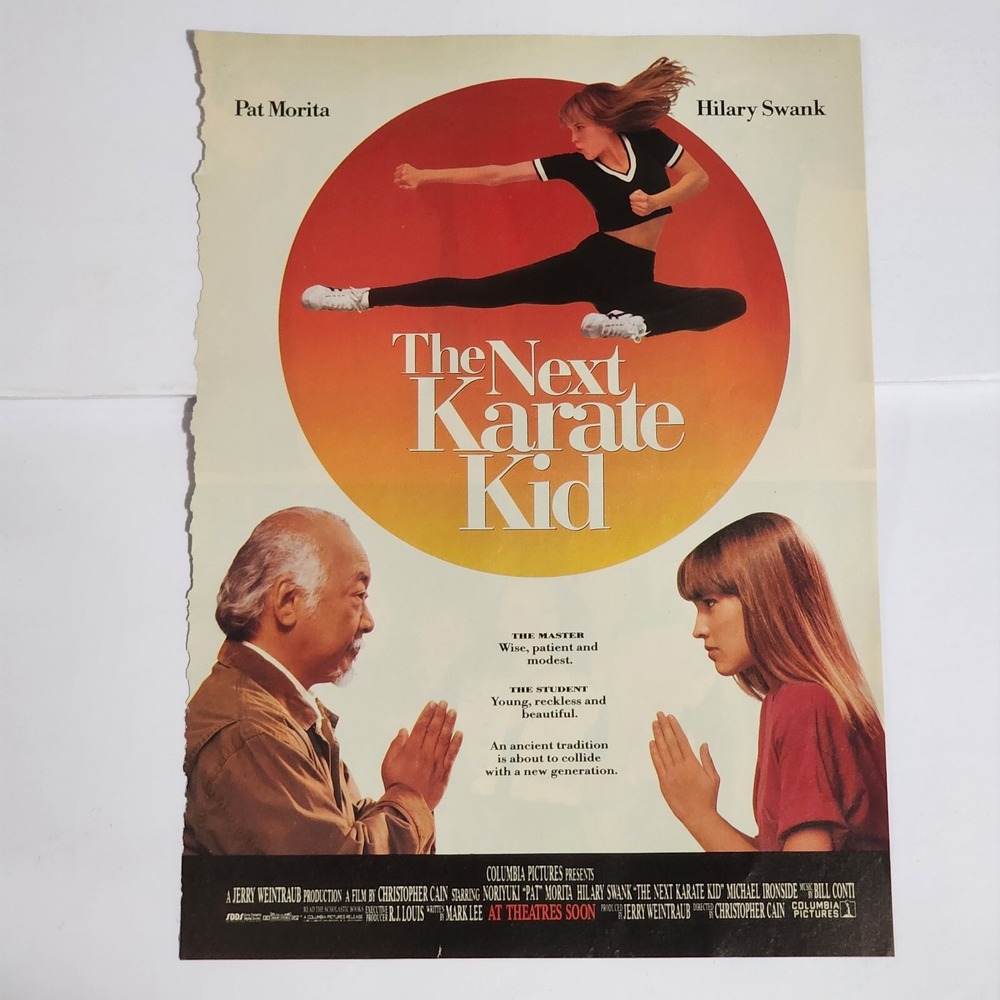 Vintage Print Ad The Next Karate Kid Hilary Swank Pat Morita clipping 8x10